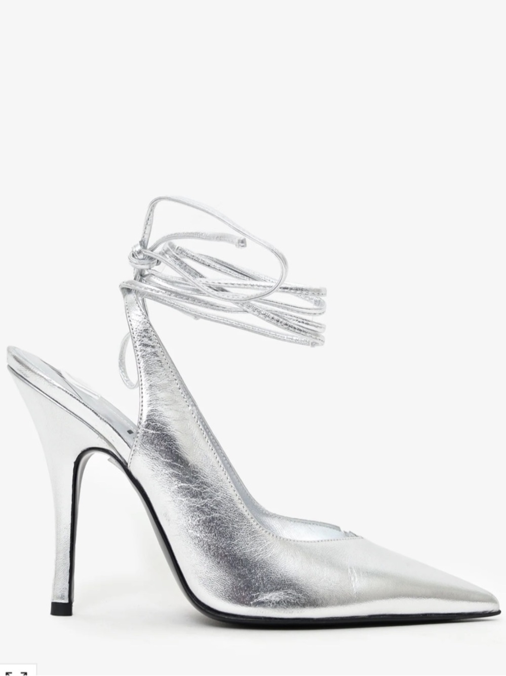 ASOS Metallic Pointed Toe Wrap Stiletto Heels 6 Silver Dupe for Attico Venus